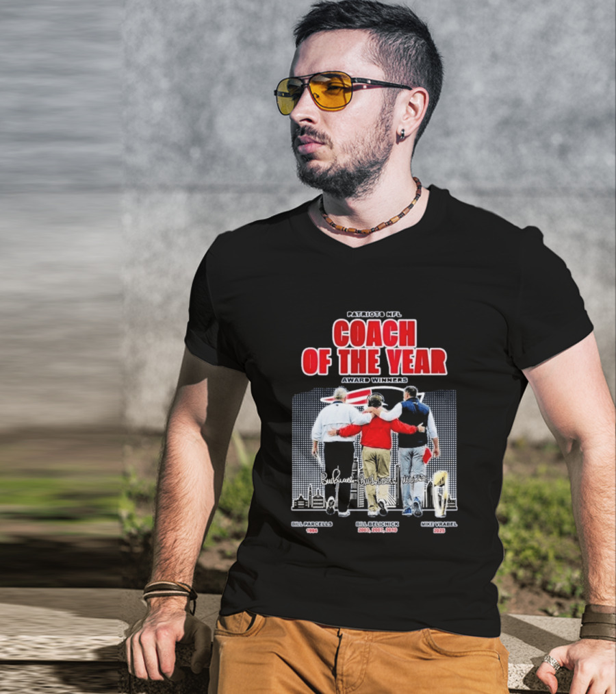 New England Patriots Coach Of The Year Award Winners Bill Parcells Bill Belichick Mike Vrabel T-Shirt