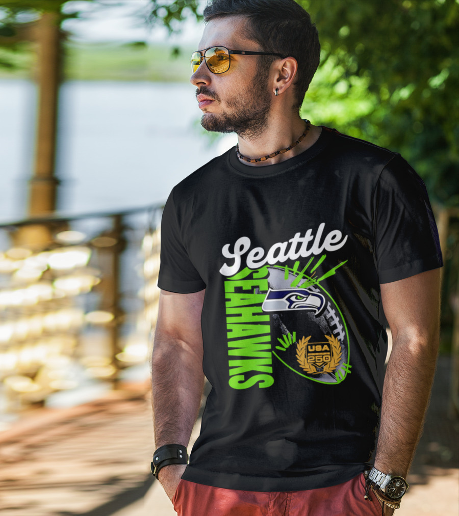 Seattle Seahawks USA 250 Gold Standard Football T-Shirt