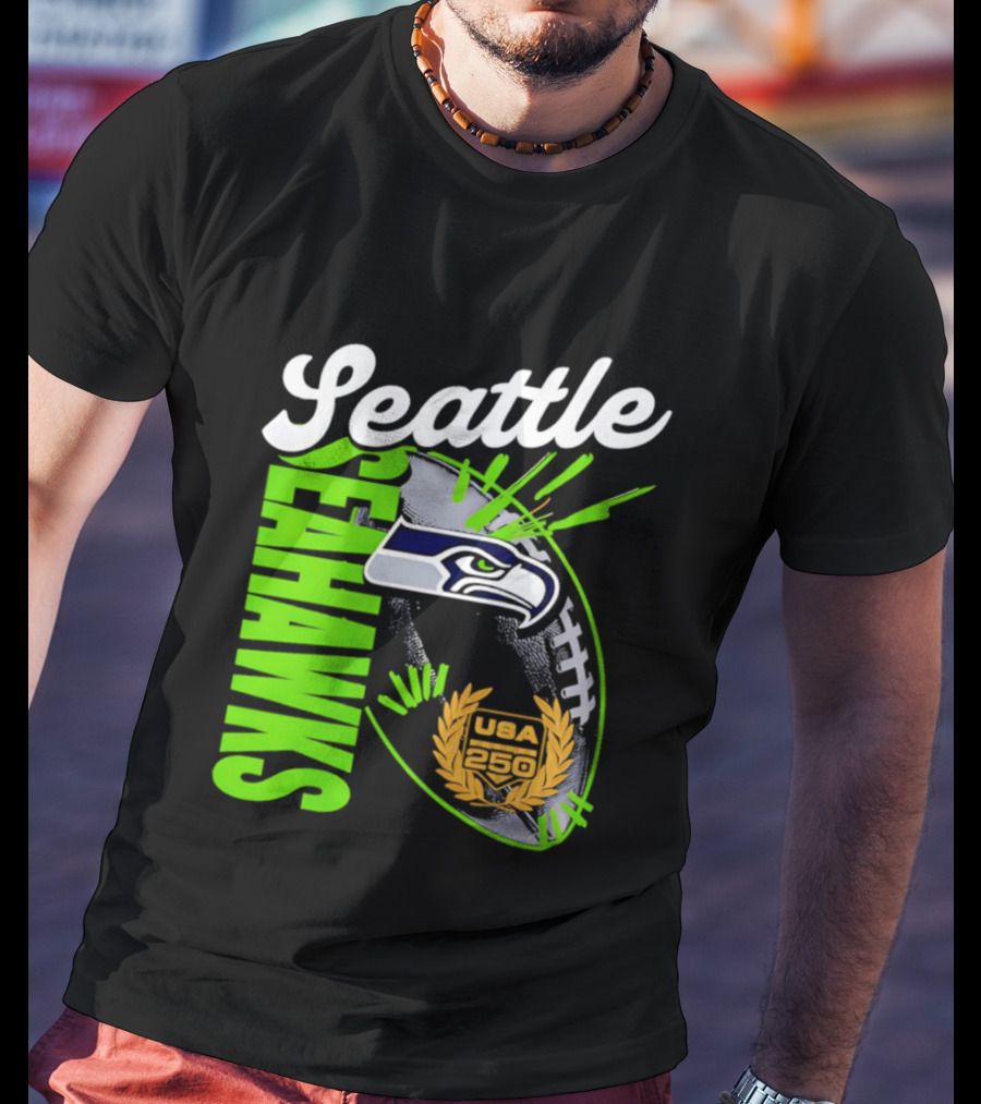 Seattle Seahawks USA 250 Gold Standard Football T-Shirt