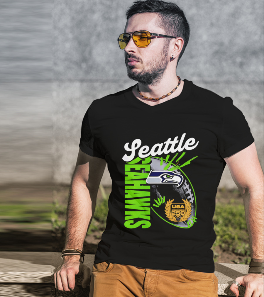 Seattle Seahawks USA 250 Gold Standard Football T-Shirt
