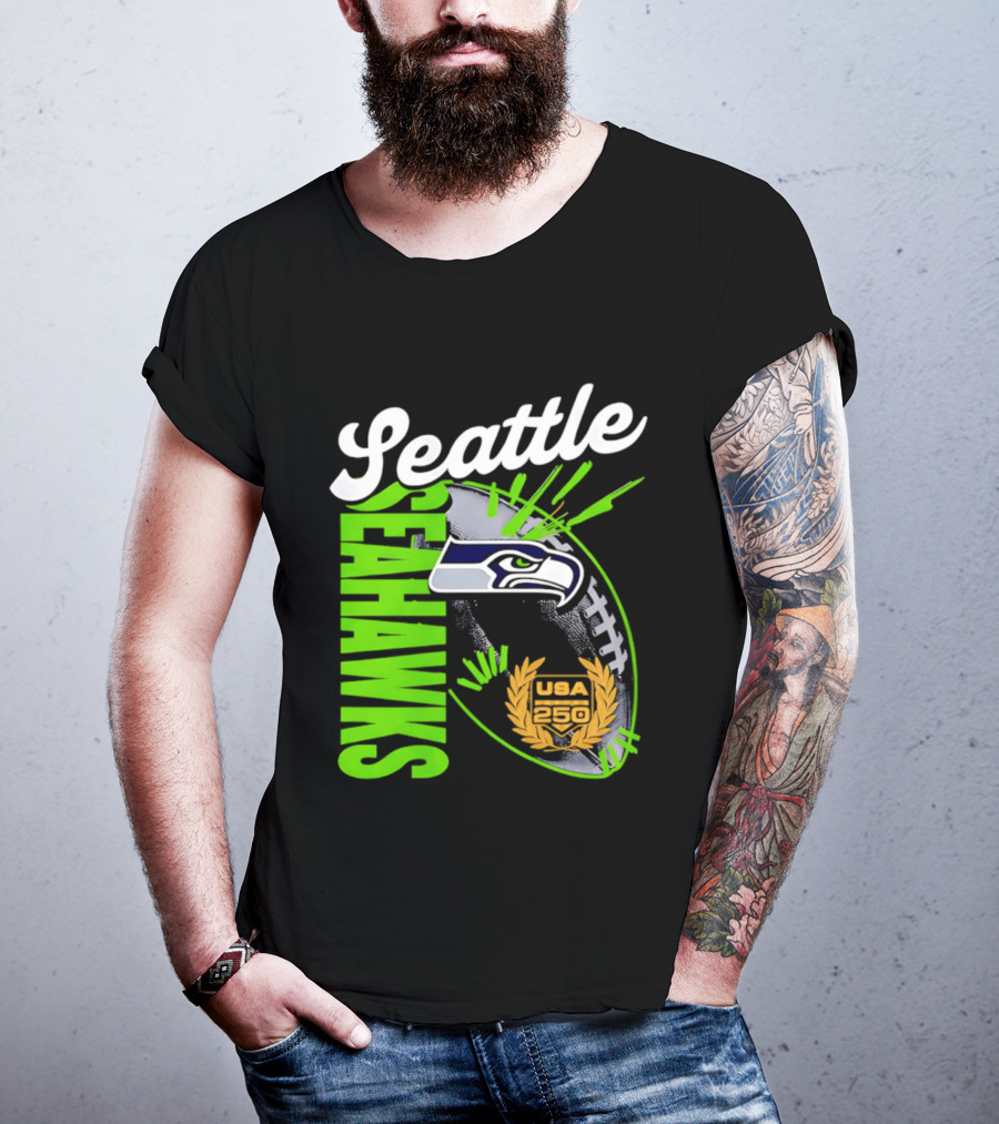 Seattle Seahawks USA 250 Gold Standard Football T-Shirt