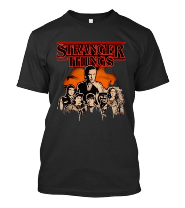 Stranger Things Cast Group Illustration With Eleven And Main Characters T-Shirt