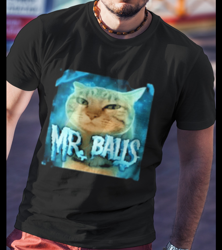 Mr Balls Cat Meme Funny Blue Glowing T-Shirt