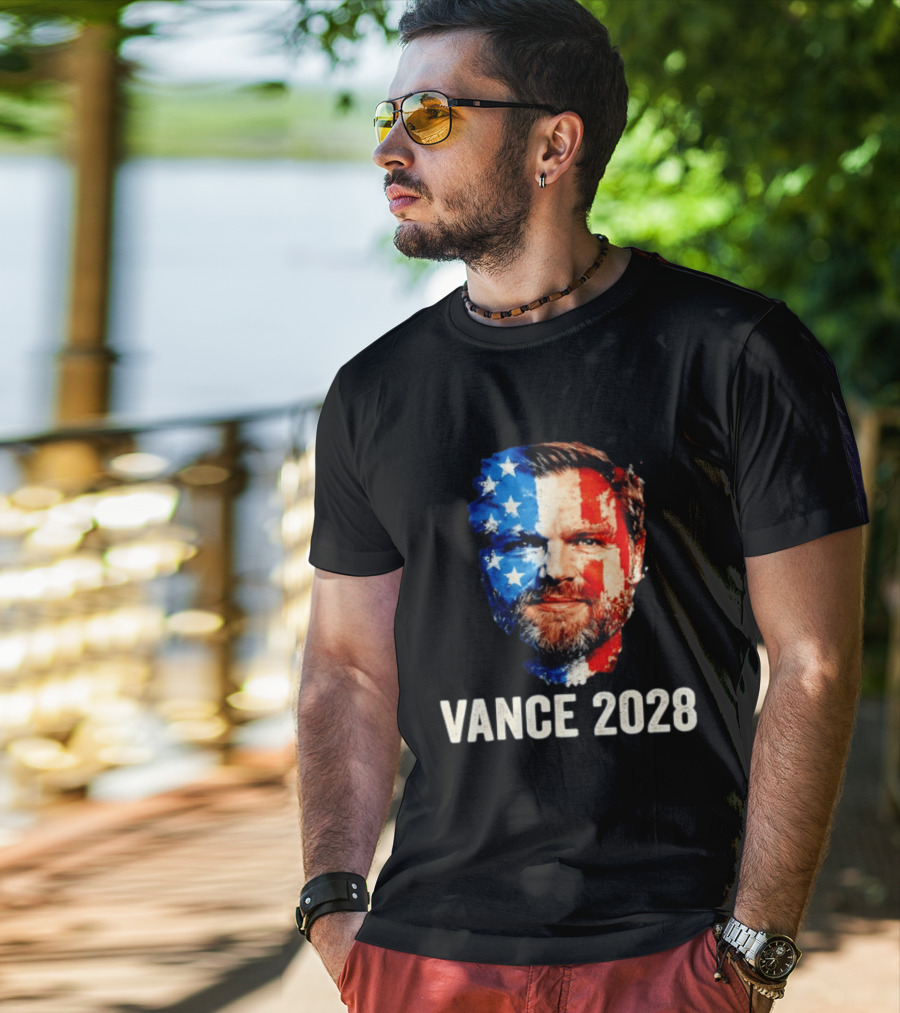 Vance 2028 US Flag Face Patriotic Election Campaign T-Shirt