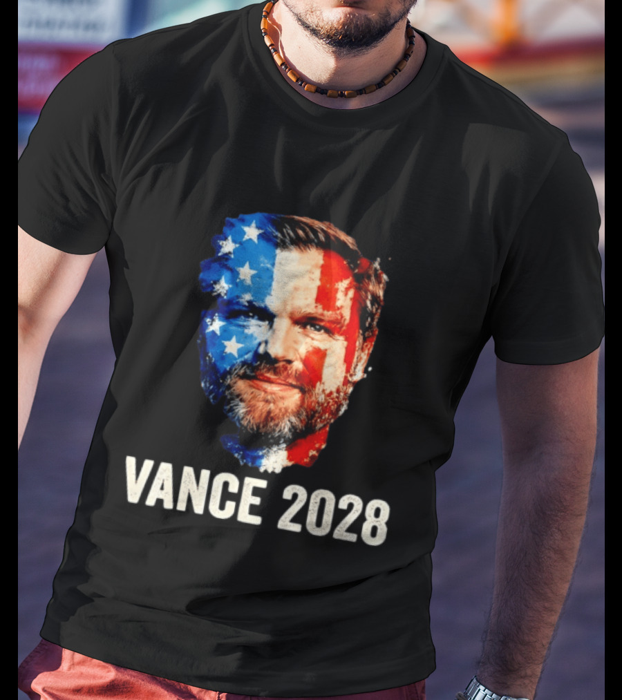 Vance 2028 US Flag Face Patriotic Election Campaign T-Shirt