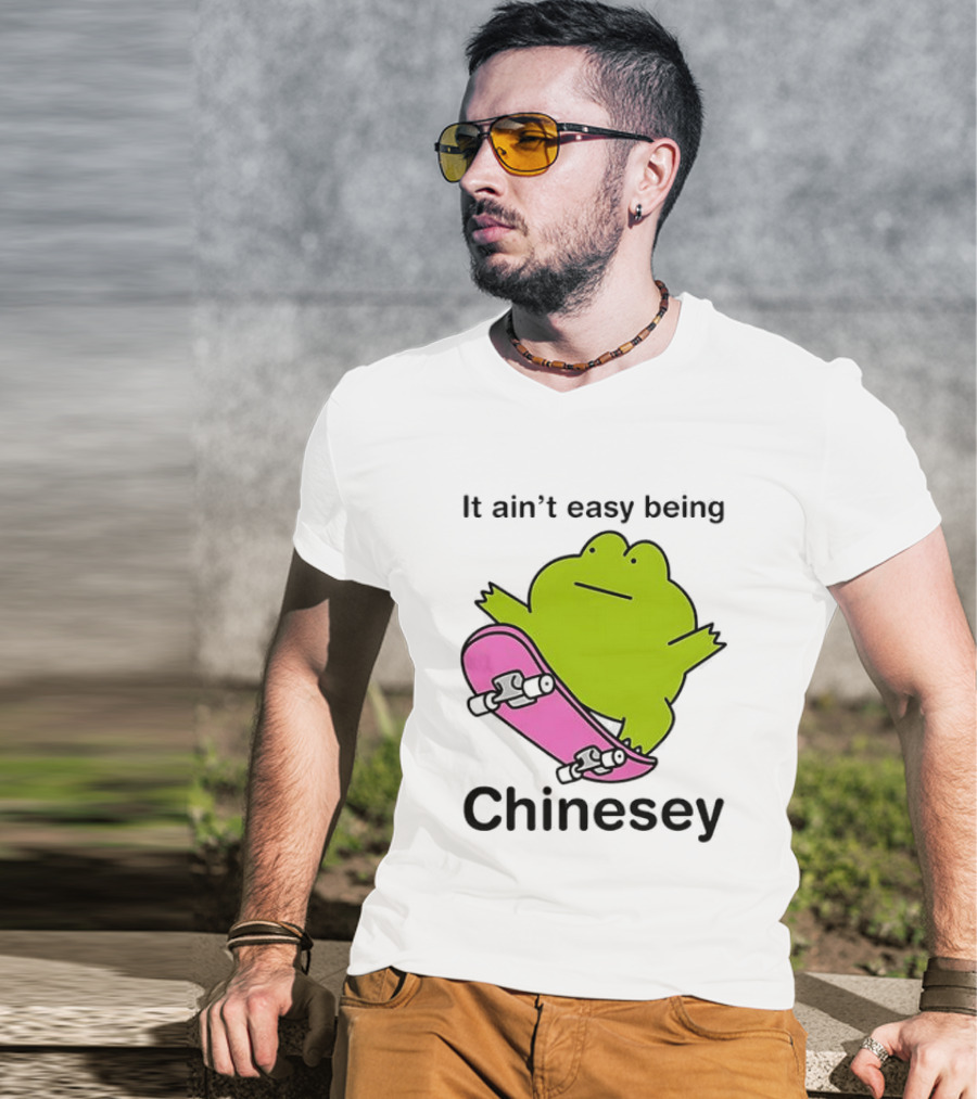 It Ain't Easy Being Chinesey Kawaii Frog On Skateboard T-Shirt