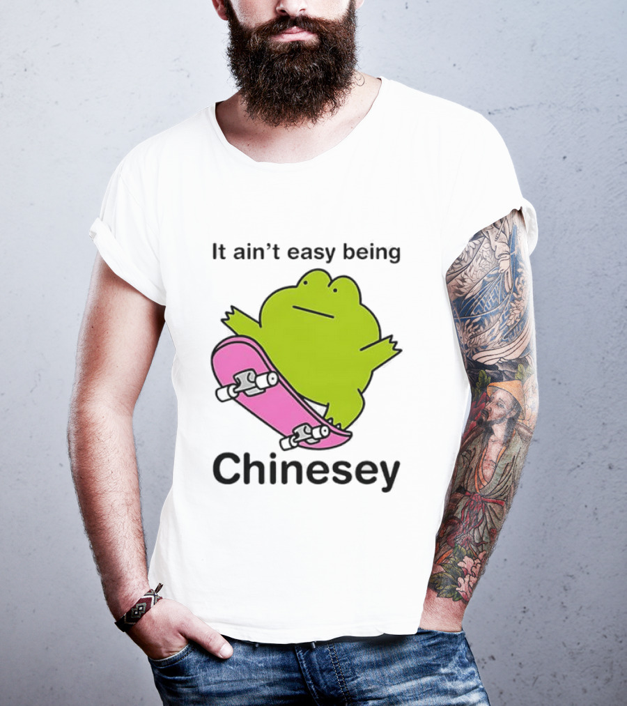 It Ain't Easy Being Chinesey Kawaii Frog On Skateboard T-Shirt