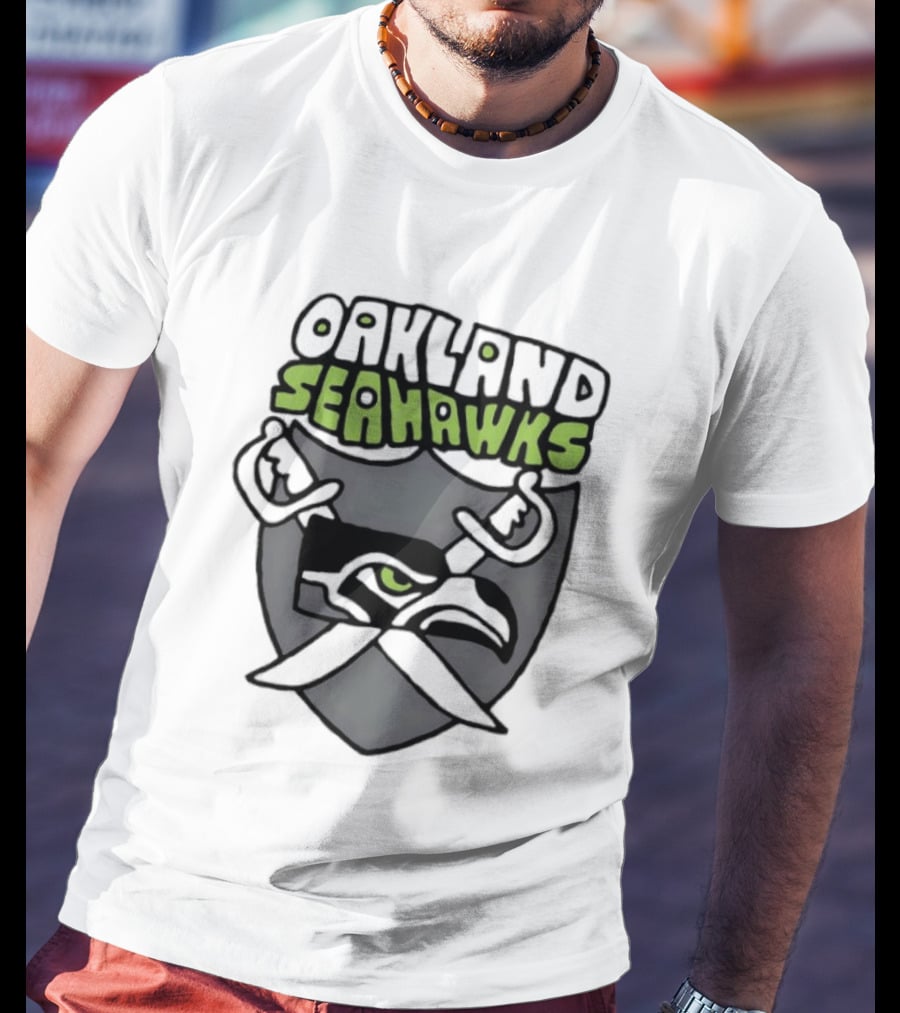 Oakland Seahawks Raiders Shield Crossed Swords T-Shirt