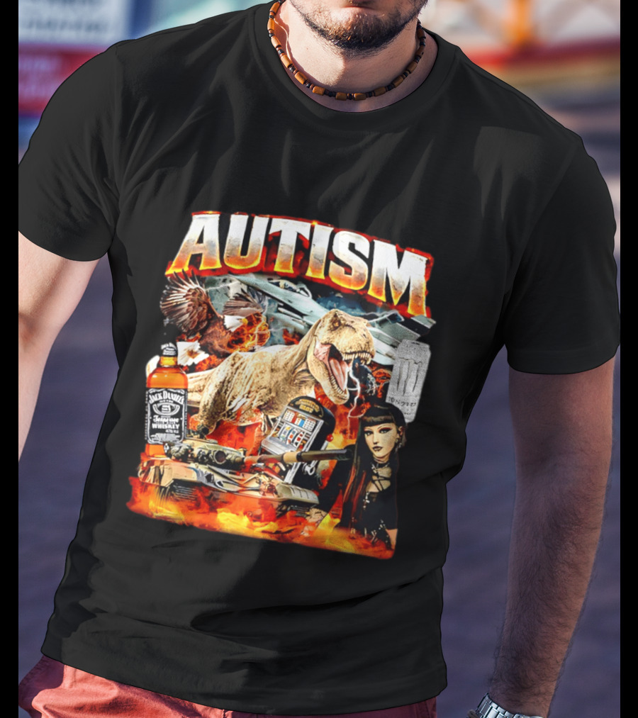 Autism Rex Eagle Jack Daniel's Tank Monster Energy Explosion T-Shirt
