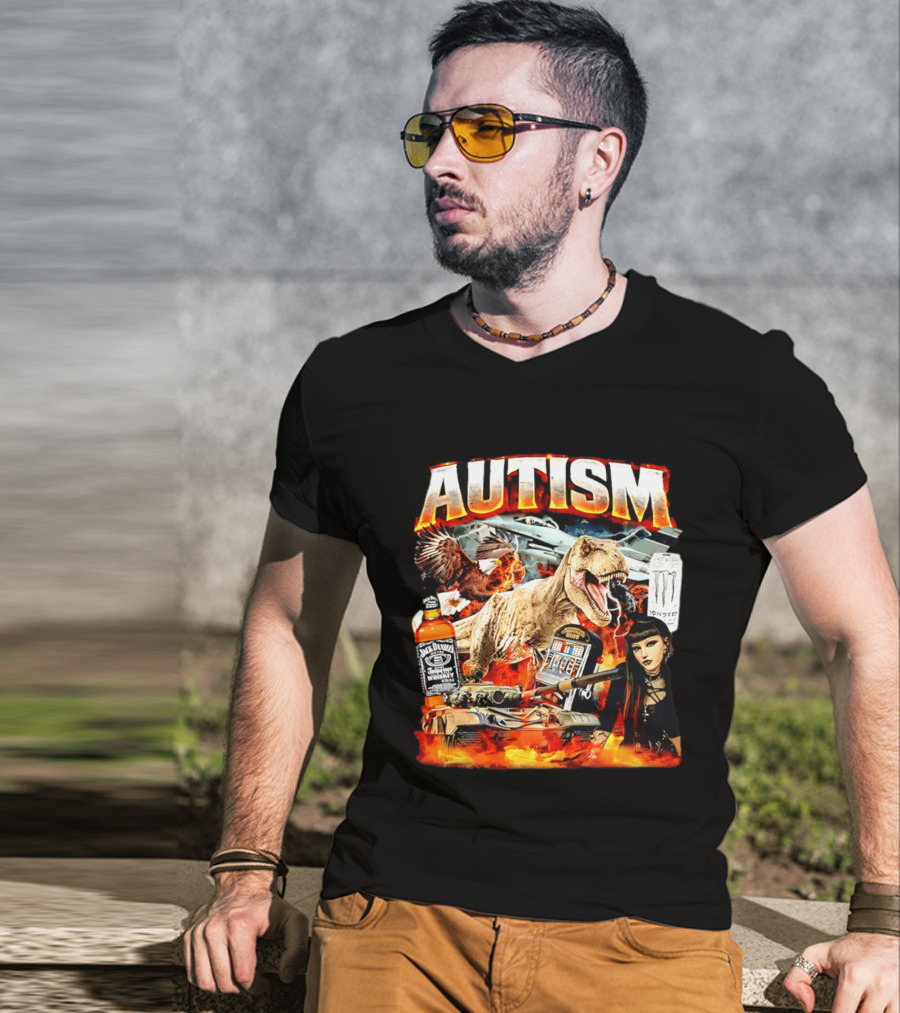 Autism Rex Eagle Jack Daniel's Tank Monster Energy Explosion T-Shirt