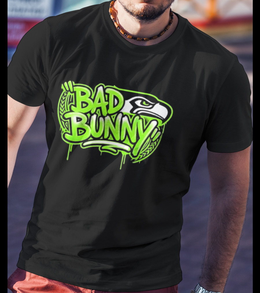 Bad Bunny Seattle Seahawks Team Collaboration T-Shirt