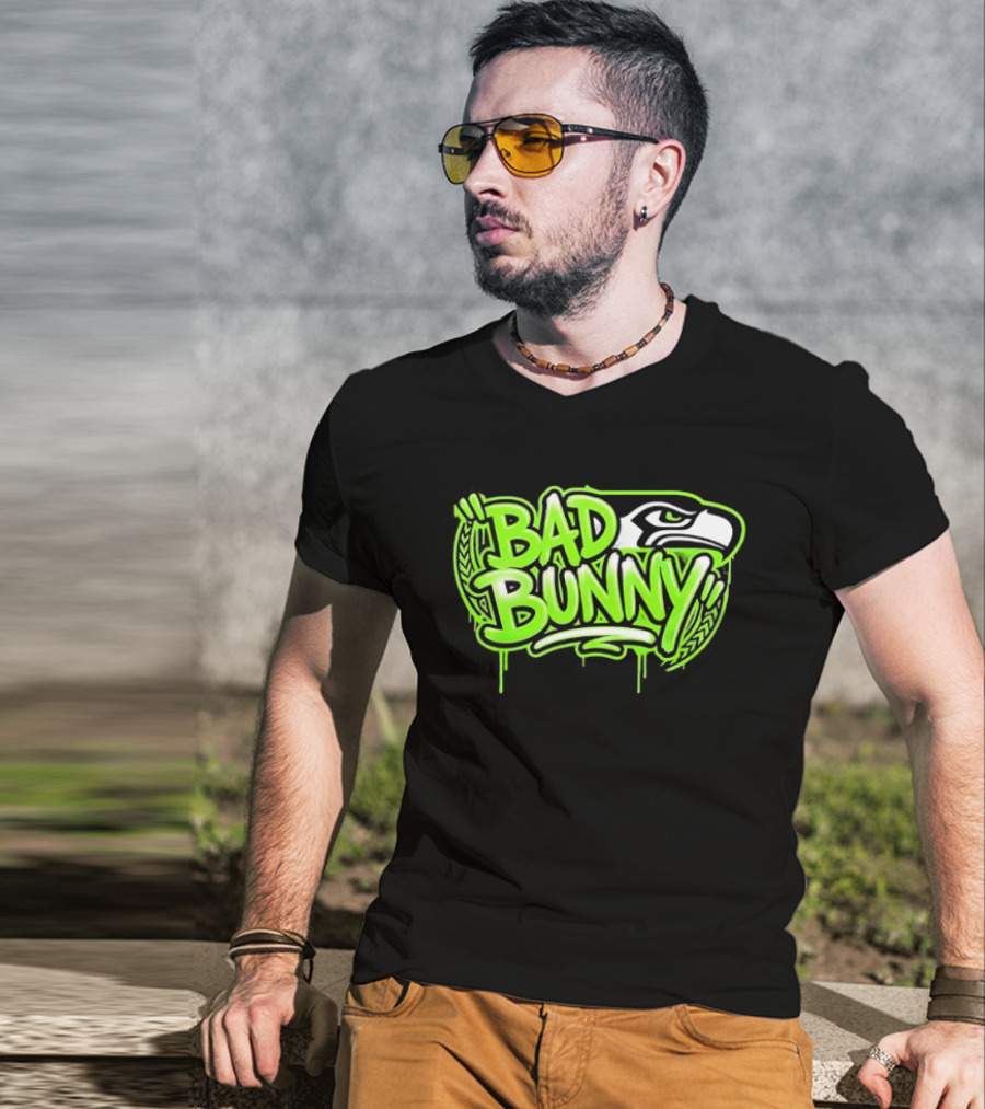Bad Bunny Seattle Seahawks Team Collaboration T-Shirt