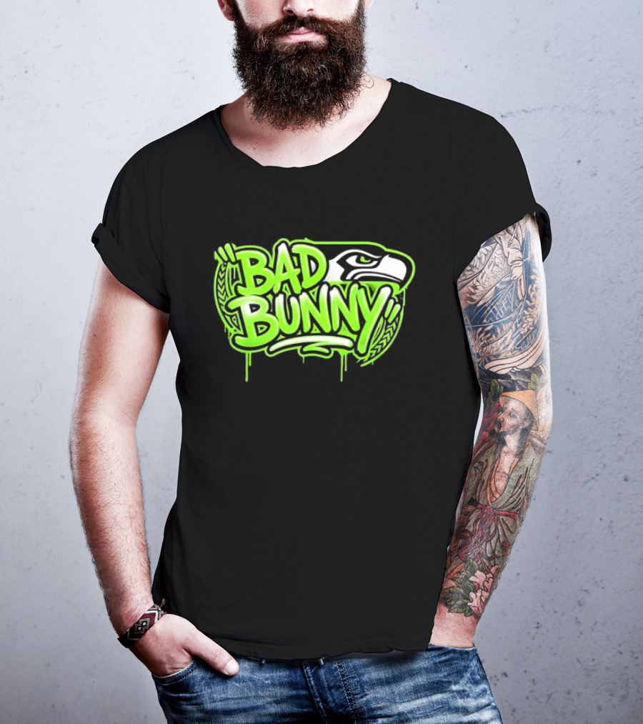 Bad Bunny Seattle Seahawks Team Collaboration T-Shirt