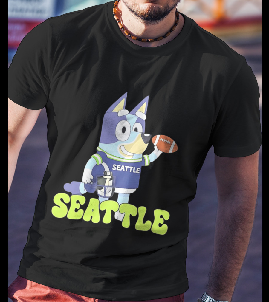 Bluey Seattle Football Cartoon 2026 Seahawks Fan Gear T-Shirt
