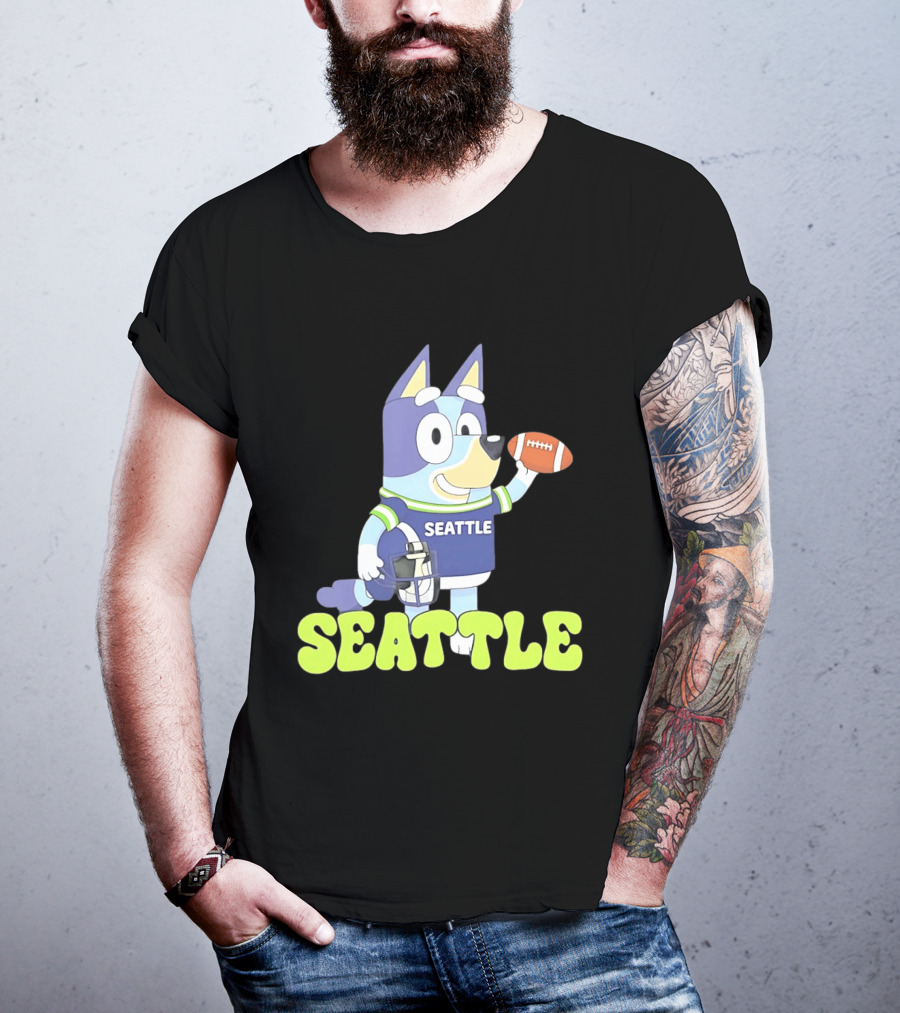 Bluey Seattle Football Cartoon 2026 Seahawks Fan Gear T-Shirt