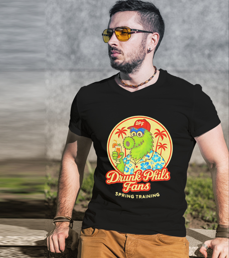 Drunk Phils Fans DPF Mascot Hawaiian Spring Training Palm Trees T-Shirt