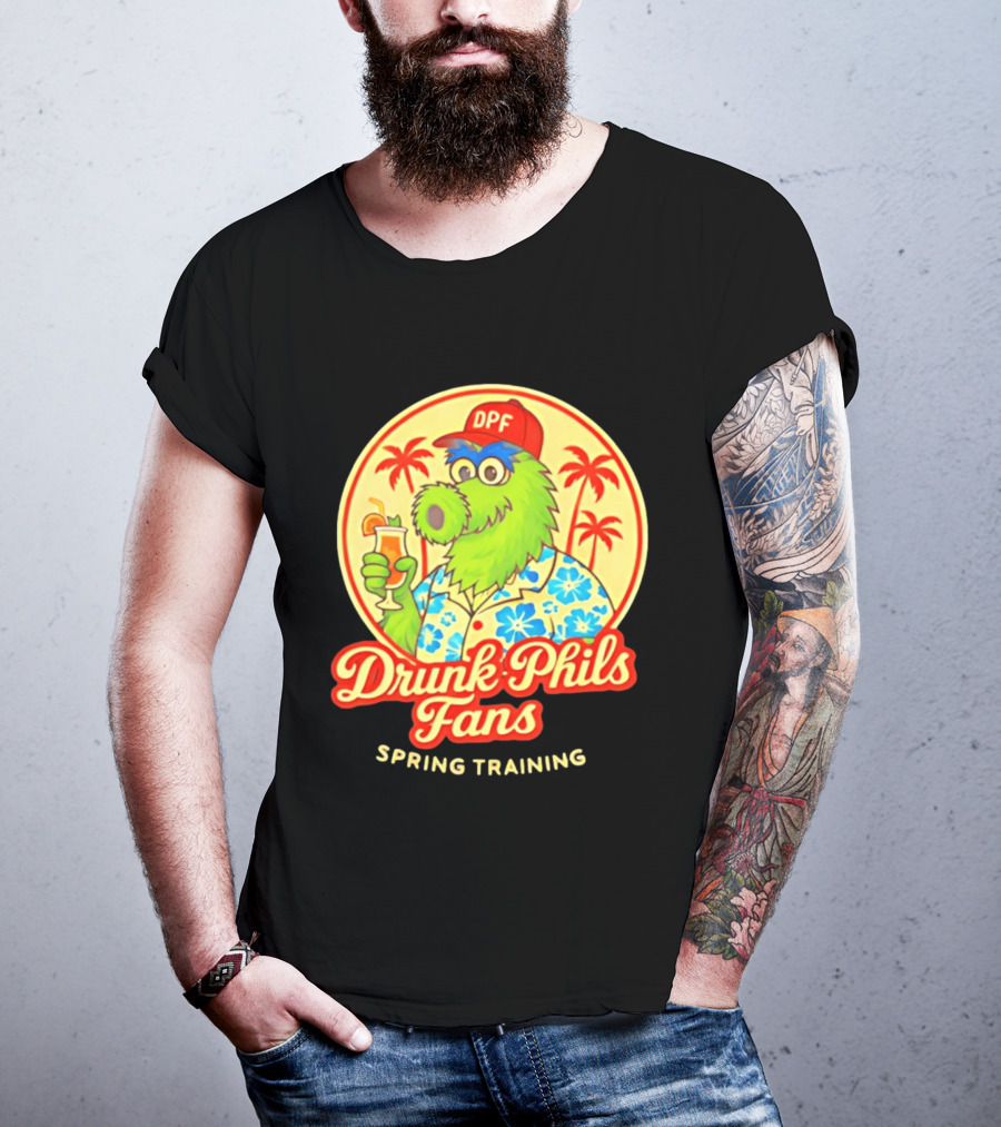 Drunk Phils Fans DPF Mascot Hawaiian Spring Training Palm Trees T-Shirt
