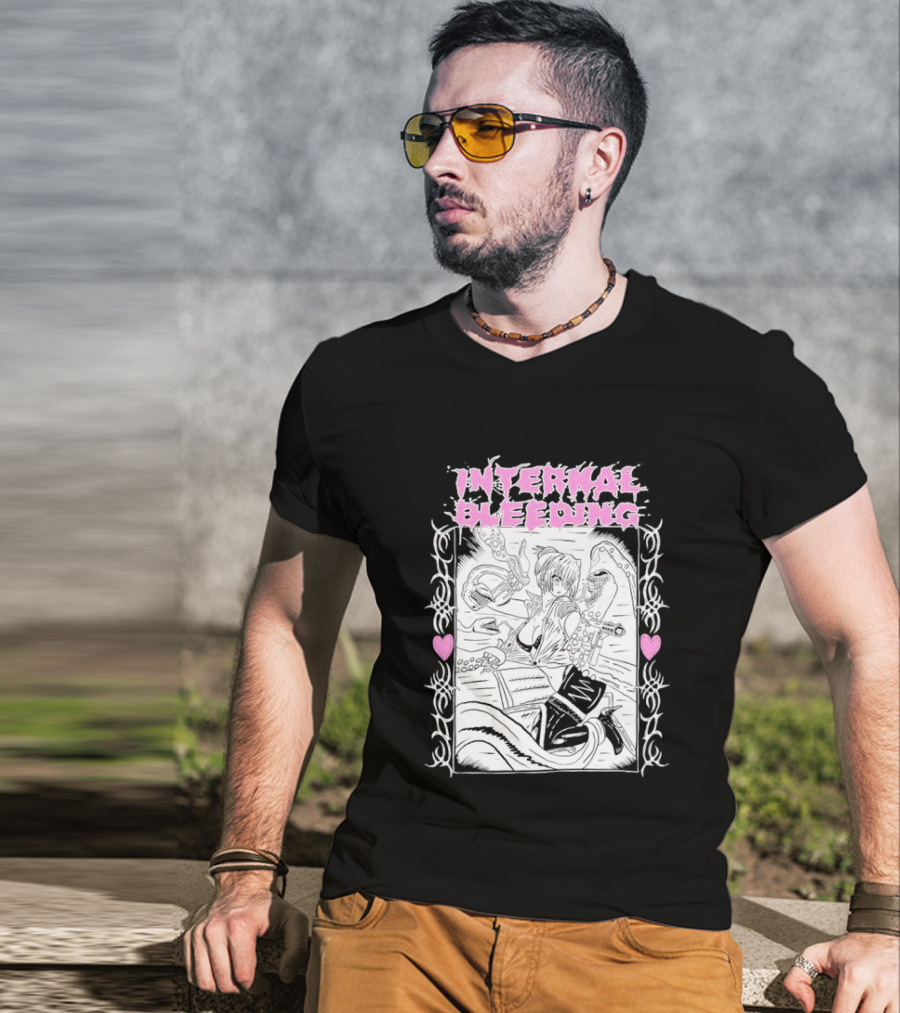 Internal Bleeding Anime Pastel Aesthetic Manga Style Hearts T-Shirt