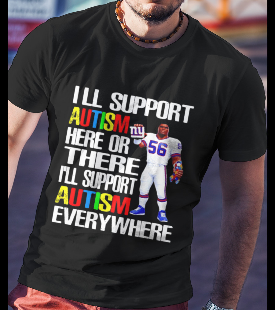 New York Giants Support Autism Everywhere With Football Player T-Shirt