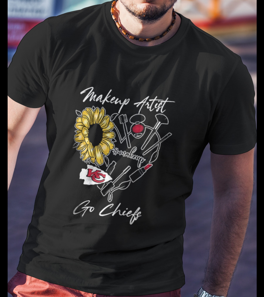 Kansas City Chiefs Makeup Artist Go Chiefs Sunflower Heart T-Shirt
