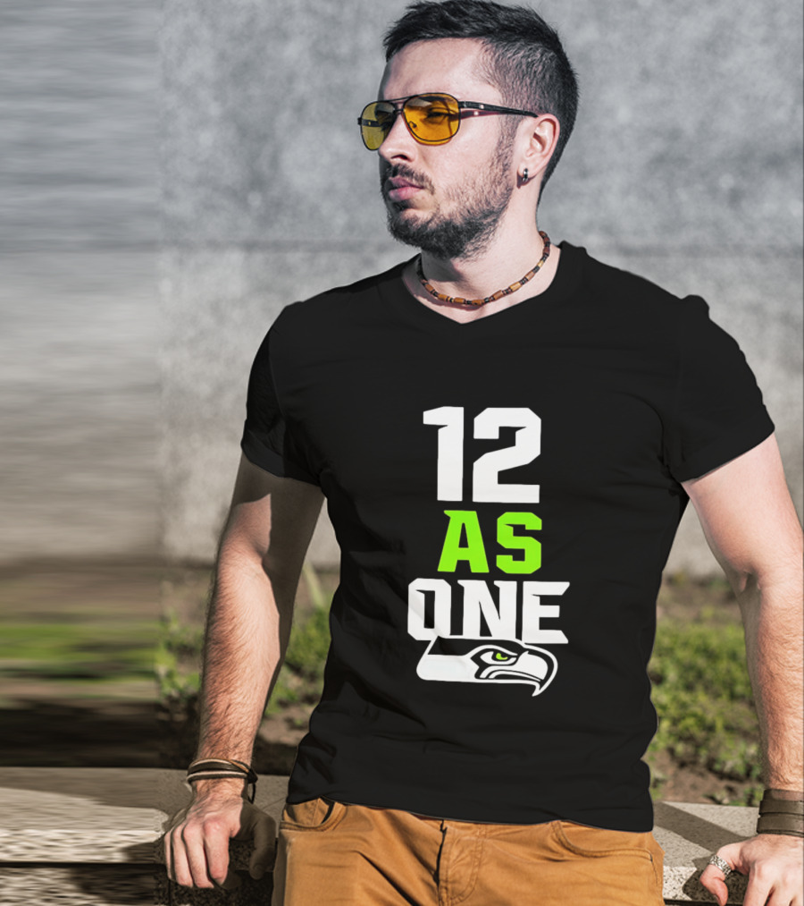 Seattle Seahawks 12 As One Fan Slogan With Team T-Shirt