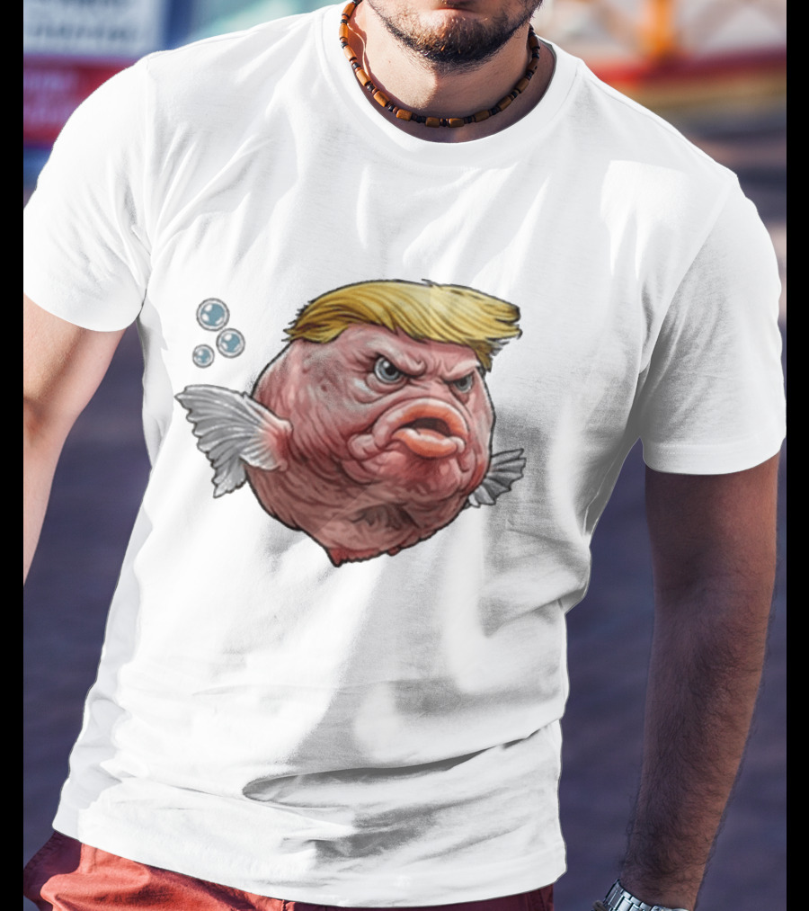 Angry Fish Trump Political Cartoon Satire T-Shirt