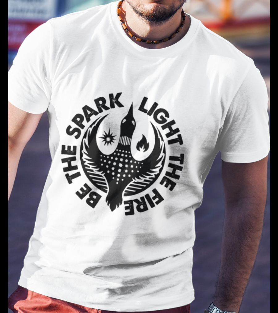 Be The Spark Light The Fire Phoenix Stars And Flames Crest T-Shirt