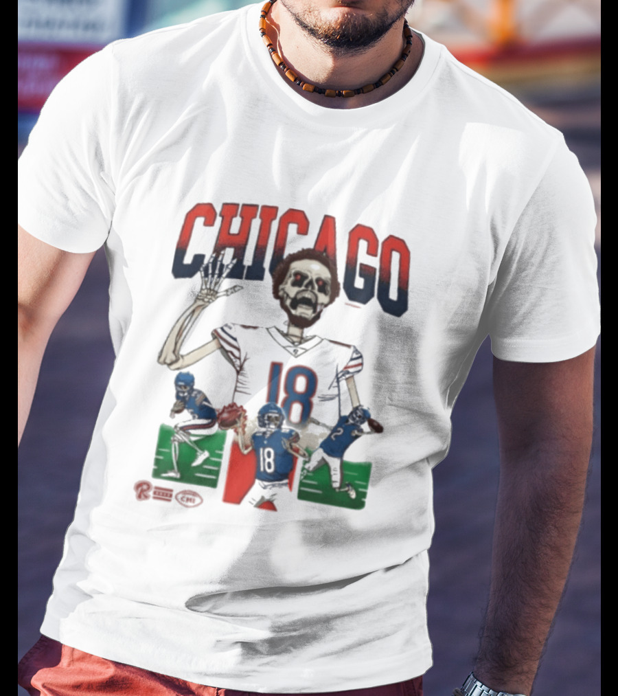 Chicago Bears Skeleton 18 Football Drew Thorpe T-Shirt