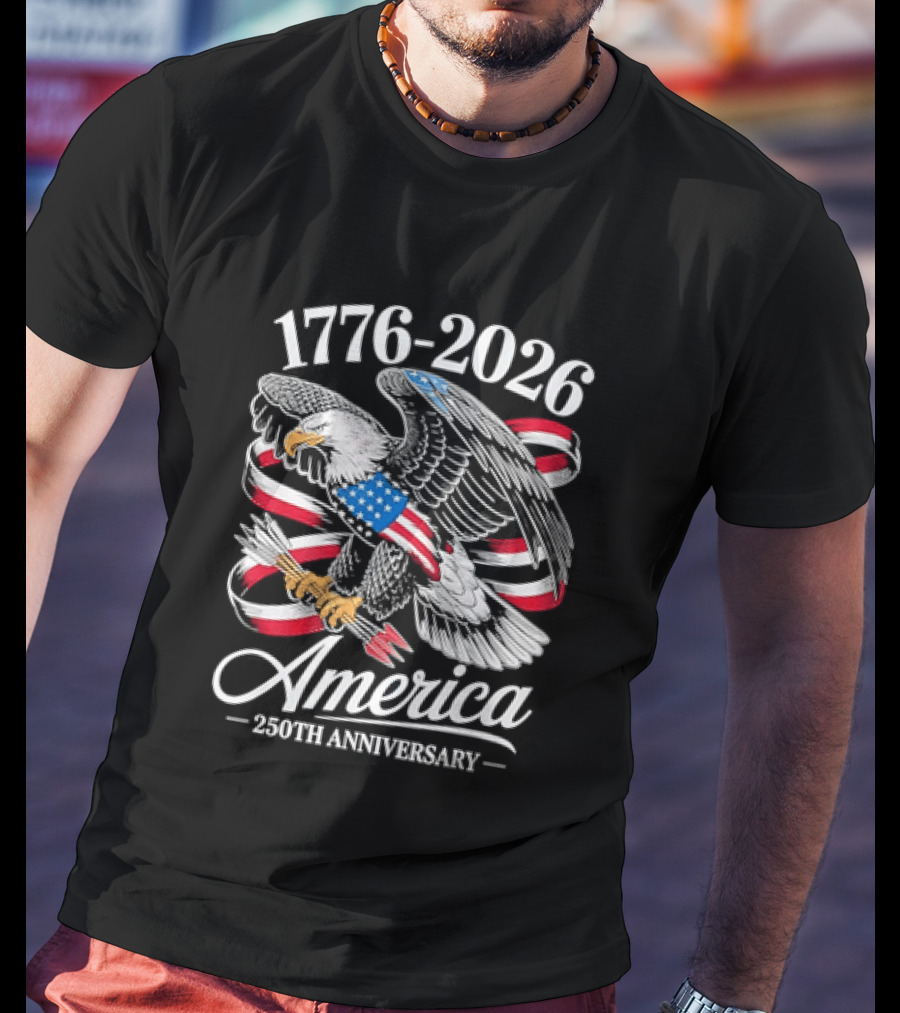 1776 2026 America 250th Anniversary Eagle Flag T-Shirt
