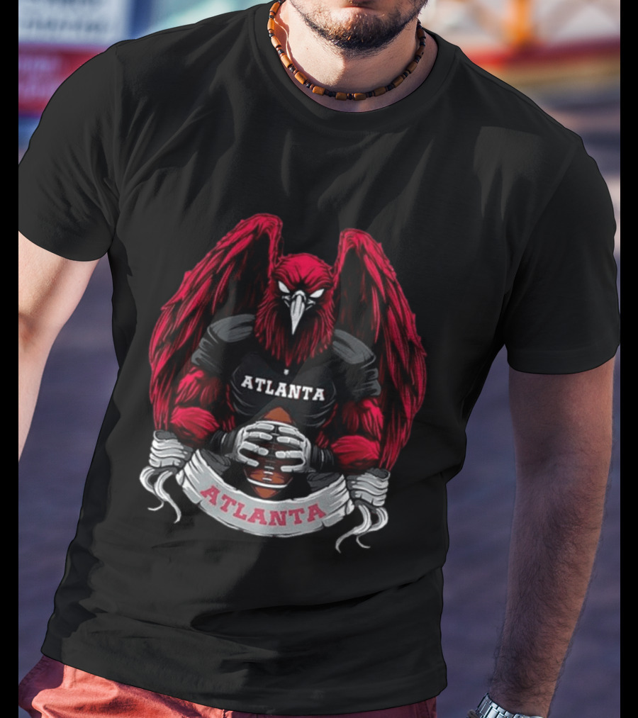 Atlanta Falcons Football Team Fierce Red Falcon Gripping Ball T-Shirt