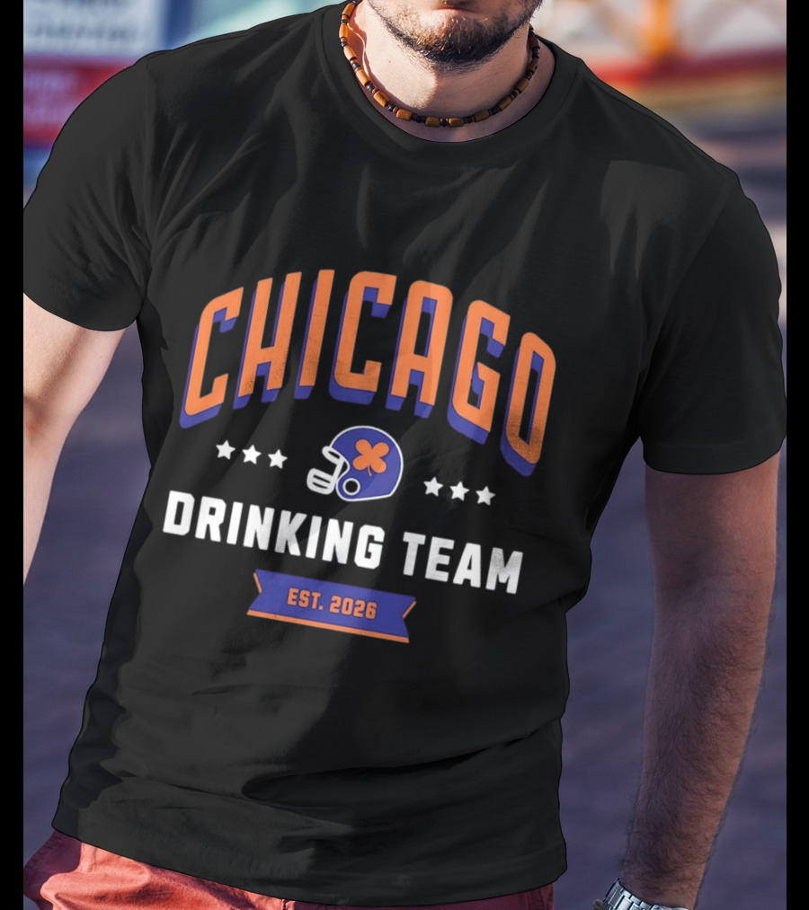 Chicago Drinking Team St Patrick's Day Helmet Est 2026 T-Shirt