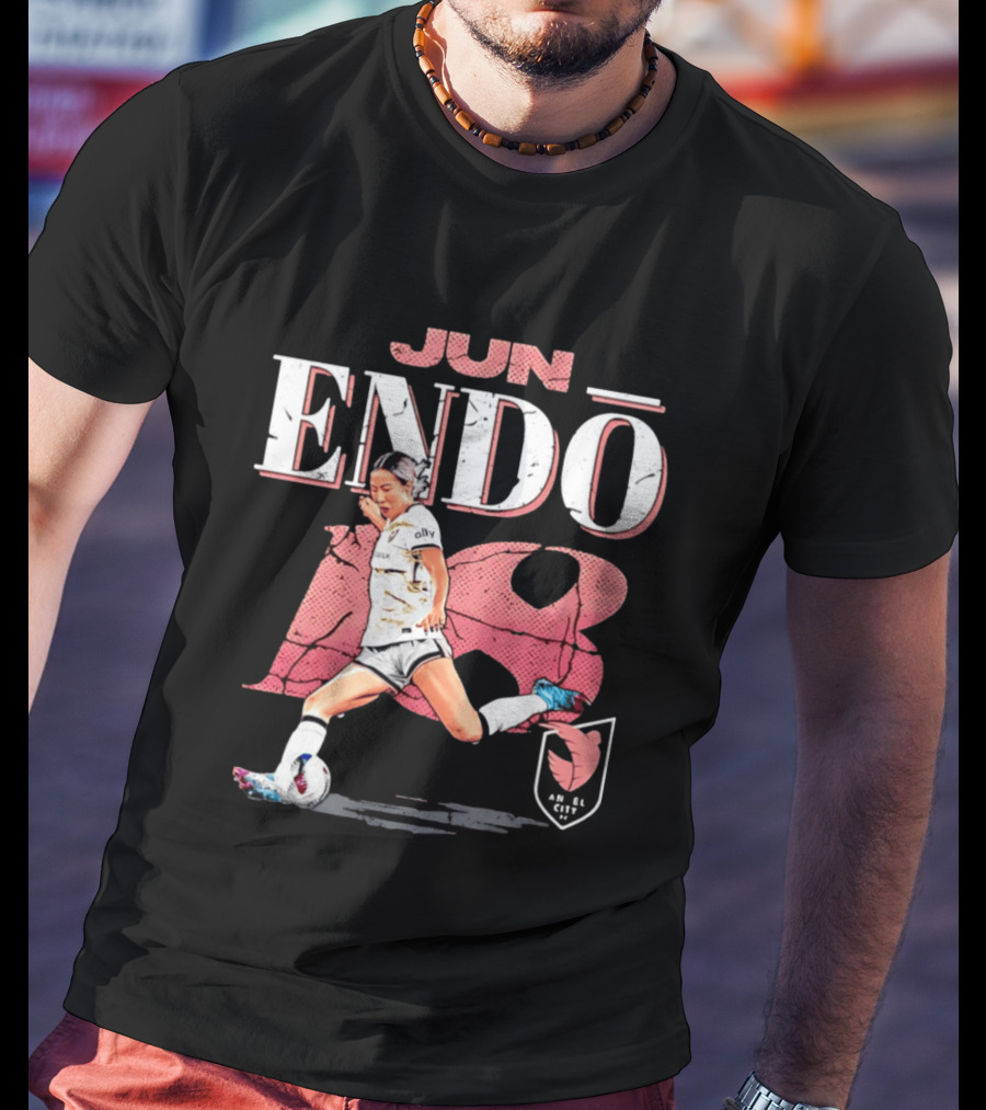 Jun Endo Angel City FC Cracked Number 18 T-Shirt