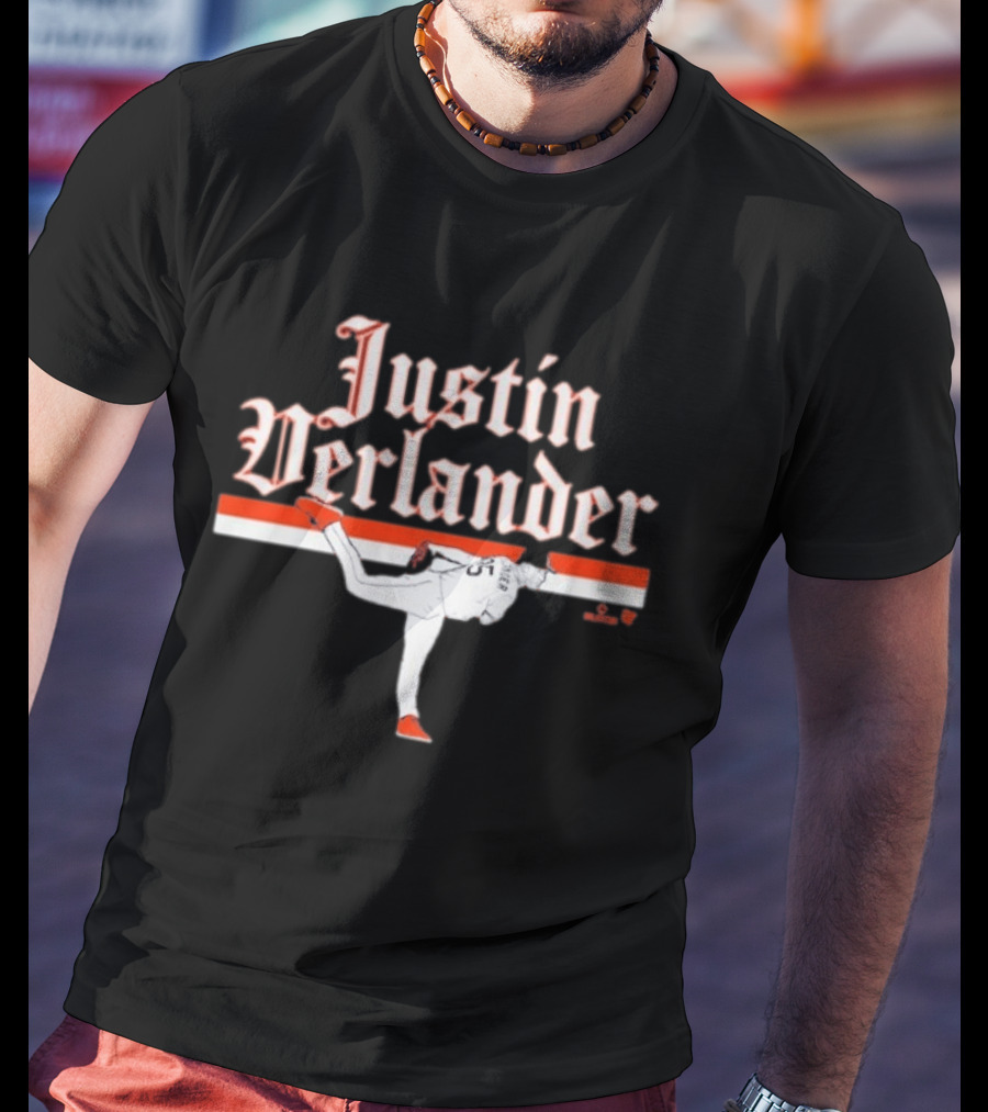 Justin Verlander Detroit Tigers Pitching Pose T-Shirt