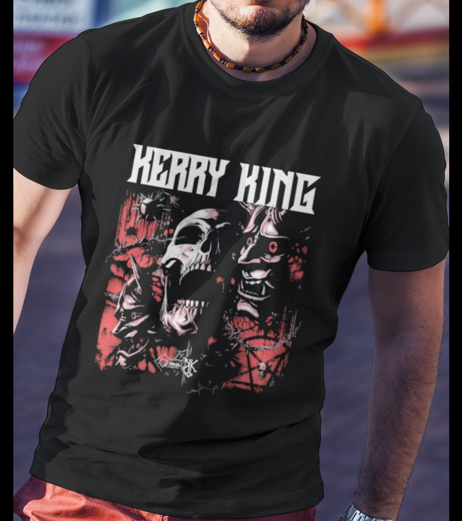 Kerry King Hell Echo Distorted Faces Red White T-Shirt