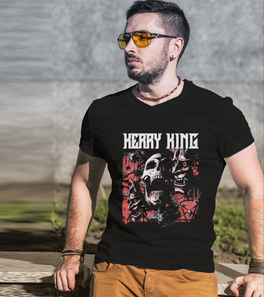 Kerry King Hell Echo Distorted Faces Red White T-Shirt