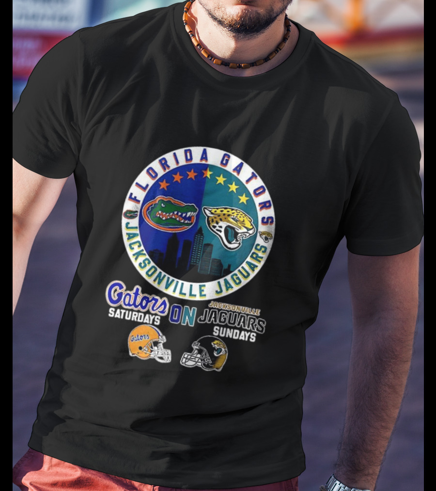 Florida Gators Jacksonville Jaguars Saturdays Sundays Fan Mashup T-Shirt