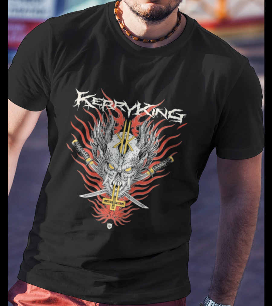 Kerry King Flaming Skull With Swords And Hiro Yakai T-Shirt