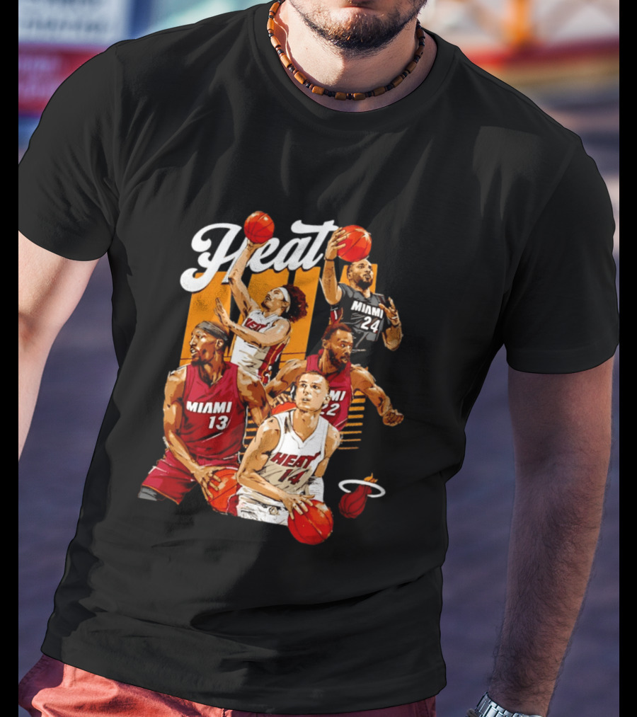 Miami Heat 2026 Starting 5 Basketball Players Miami 13 14 22 24 T-Shirt