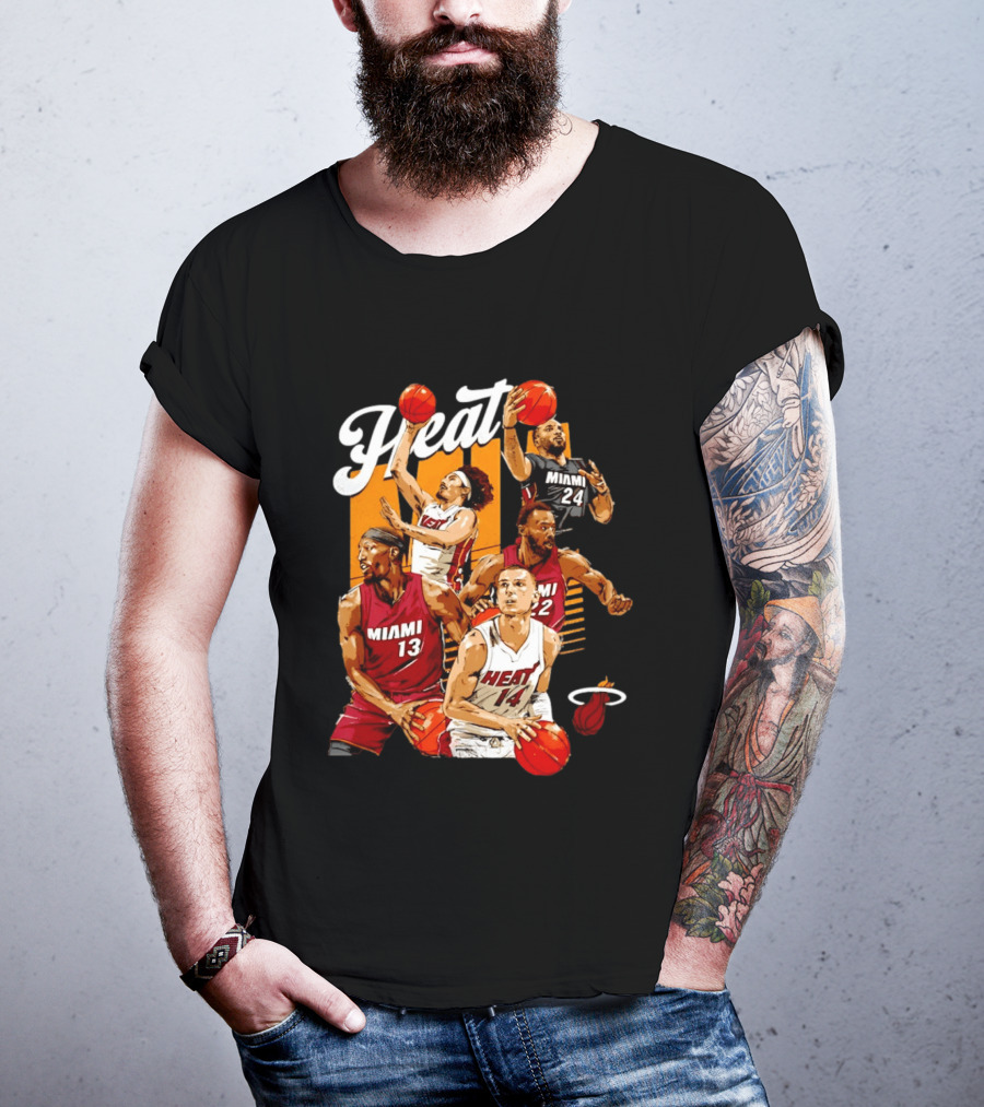 Miami Heat 2026 Starting 5 Basketball Players Miami 13 14 22 24 T-Shirt