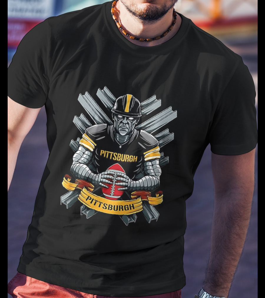 Pittsburgh Steelers Robot Player Holding Football T-Shirt