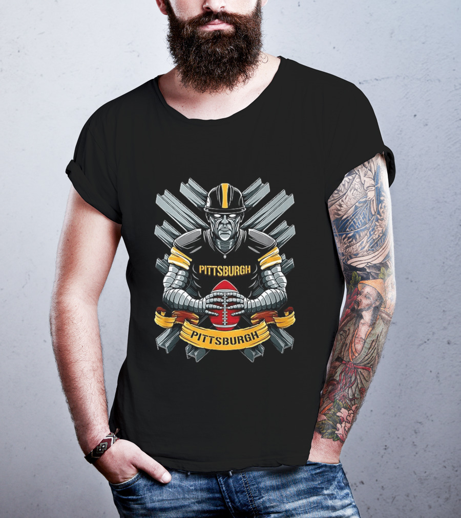 Pittsburgh Steelers Robot Player Holding Football T-Shirt