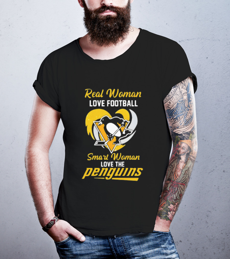 Real Woman Love Football Smart Woman Love The Penguins T-Shirt