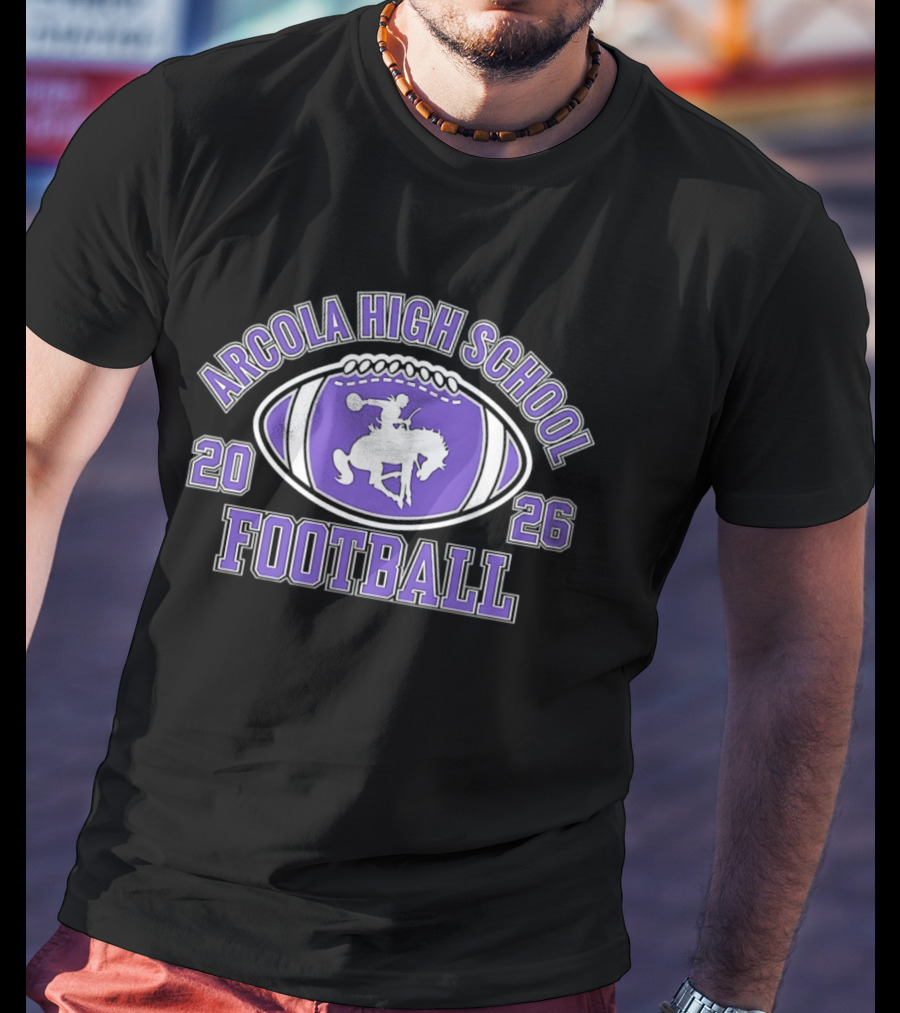 Arcola High School Football 2026 Purple Football T-Shirt