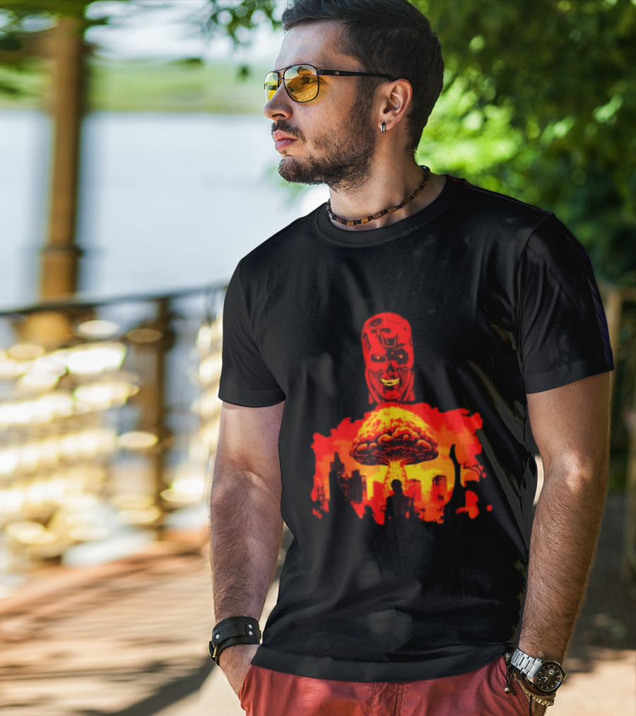 Determined Fate Skull Red Apocalypse Scene T-Shirt