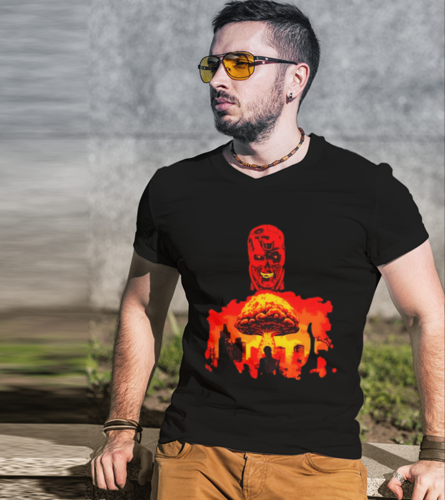 Determined Fate Skull Red Apocalypse Scene T-Shirt
