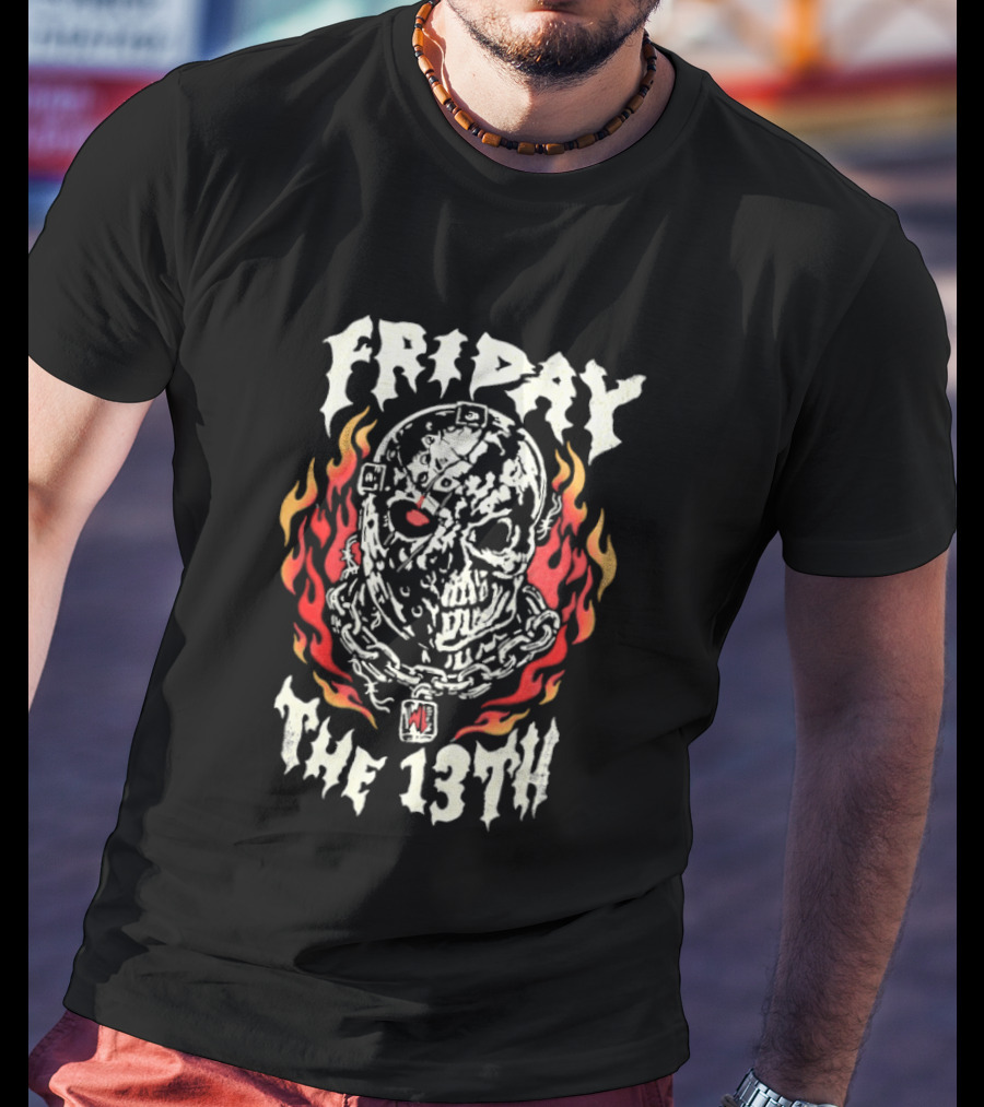 Friday The 13th Skulled Fire Warren Lotas T-Shirt