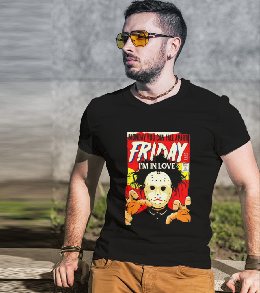 Monday You Can Fall Apart Friday I'm In Love Jason Voorhees Comic T-Shirt