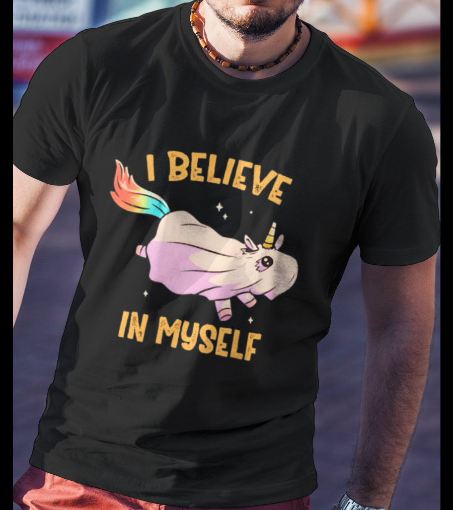 Unicorn I Believe In Myself Floating Rainbow Mane Kawaii T-Shirt
