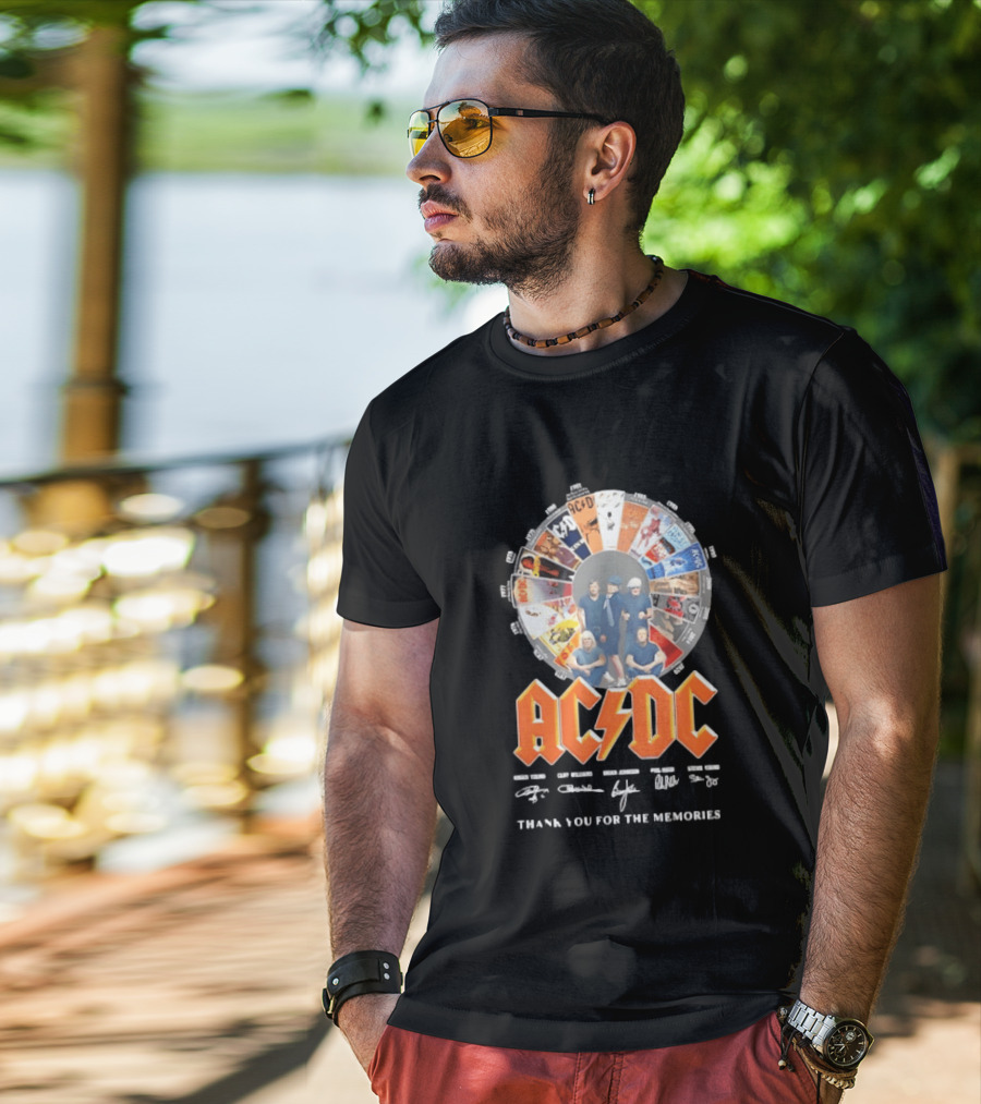 AC DC Band Name Album Collage Thank You For The Memories T-Shirt