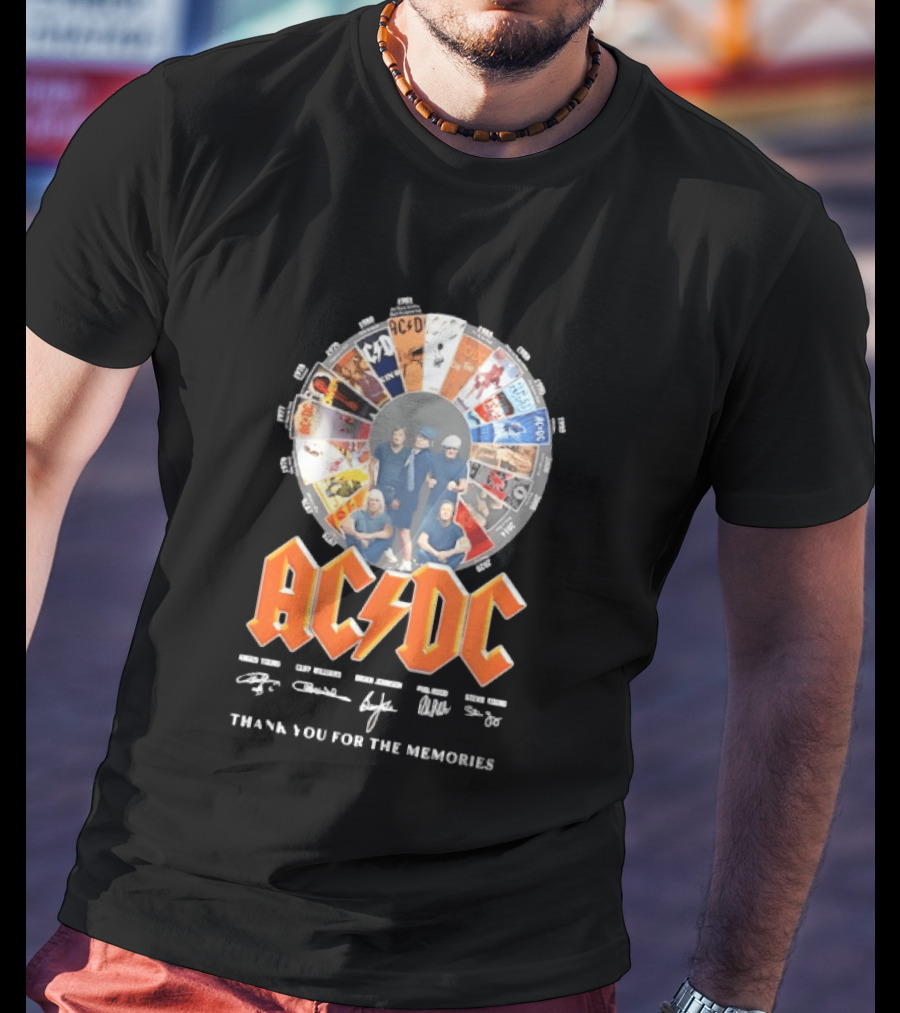 AC DC Band Name Album Collage Thank You For The Memories T-Shirt